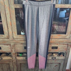 Under Armour Women's Gray and Black Leggings with Red Stripes